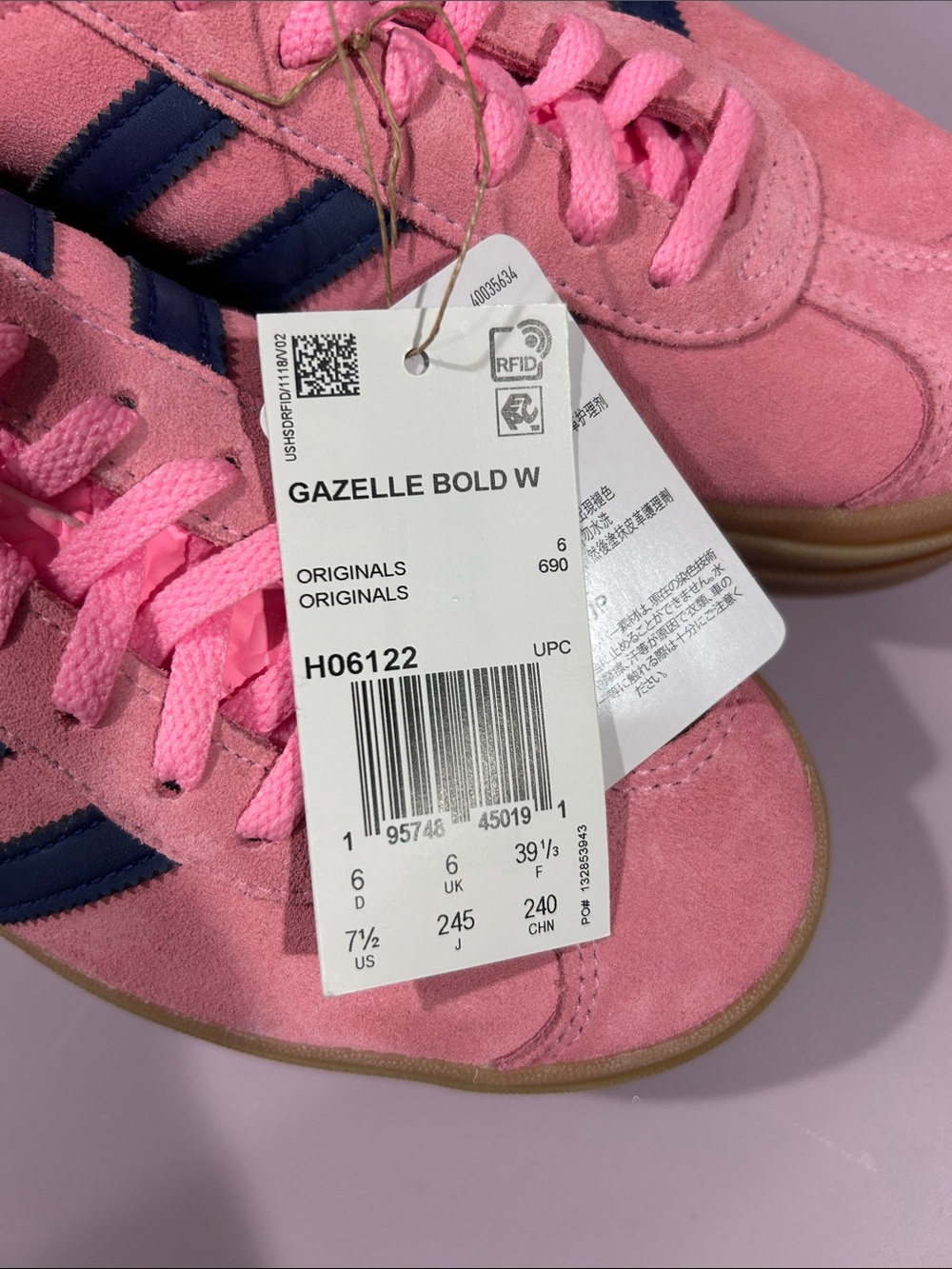 Platform adidas Pink Suede Sneakers with Navy Stripes and Gum Platform - Picture 2 of 4